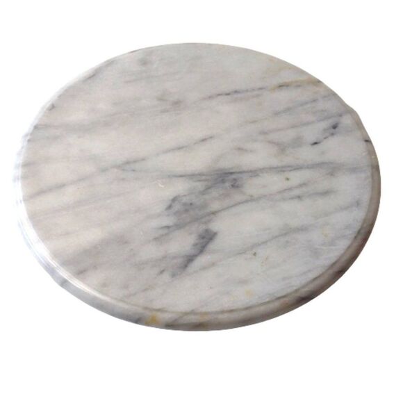 Marble Lazy Susan Table Centre Piece White with Grey Streaks - Picture 1 of 5